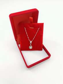 1pc Necklace Storage Box, Red Plastic Jewelry Box For Home - Red - View 4