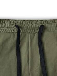 Manfinity Quần Short Nam Dây kéo Túi màu trơn Đường phố - xanh quân đội - Xem 4