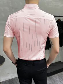 Manfinity Mode 男士前紐扣襯衫 - 淺粉色 - 查看 2