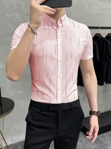 Manfinity Mode 男士前紐扣襯衫 - 淺粉色 - 查看 3