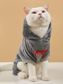 1pc Bear Print Hooded Pet Pajama - Grey - View 4