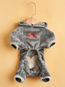 1pc Bear Print Hooded Pet Pajama - Grey - View 5