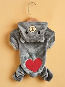 1pc Bear Print Hooded Pet Pajama - Grey - View 2