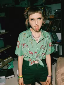 ROMWE Street Life 80s Mushroom Print Button Front Shirt - Mint Green - View 1