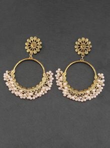 Faux Pearl Tassel Drop Earrings - Multicolor - View 2