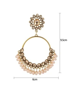 Faux Pearl Tassel Drop Earrings - Multicolor - View 3