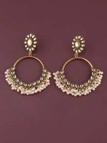 Faux Pearl Tassel Drop Earrings - Multicolor - View 5