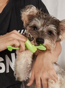 一套宠物口腔护理双头牙刷，指套式牙刷，双头设计，适用于猫、狗和其他宠物，四季皆宜。 - 綠色 - 查看 3