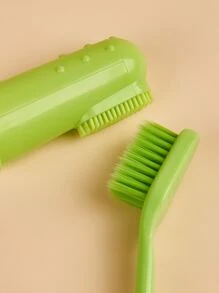 一套宠物口腔护理双头牙刷，指套式牙刷，双头设计，适用于猫、狗和其他宠物，四季皆宜。 - 綠色 - 查看 6