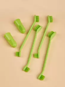 一套宠物口腔护理双头牙刷，指套式牙刷，双头设计，适用于猫、狗和其他宠物，四季皆宜。 - 綠色 - 查看 1