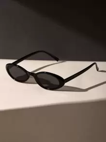 1 Pair Women's Plastic Small Oval Classic Fashion Glasses, Suitable For Street Photography, Beach Leisure And Other Occasions, Ideal For Women's Daily Outfit, Business Casual, Summer Beach Vacation, Outdoor Activities, Travel, Back To School, College Style, Campus Style And Other Occasions In Autumn And Winter. - Grey - View 3