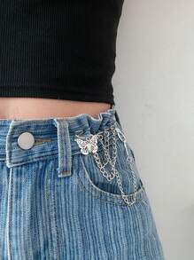 1pc Butterfly Design Waist Buckle - Silver - View 4