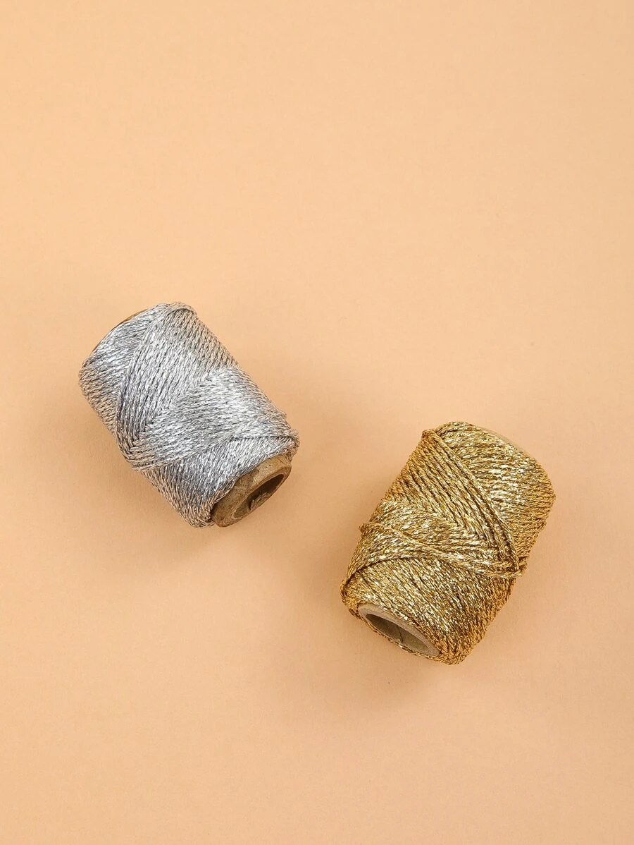 2 Skeins Metallic Hand Knitting Yarn - Multicolor - View 1