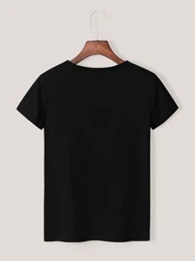 SHEIN Unity Paint Drip And Slogan Graphic Tee - Black - View 2