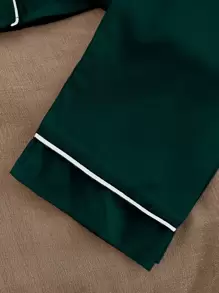 翻领睡衣套装 - 墨綠色 - 查看 5