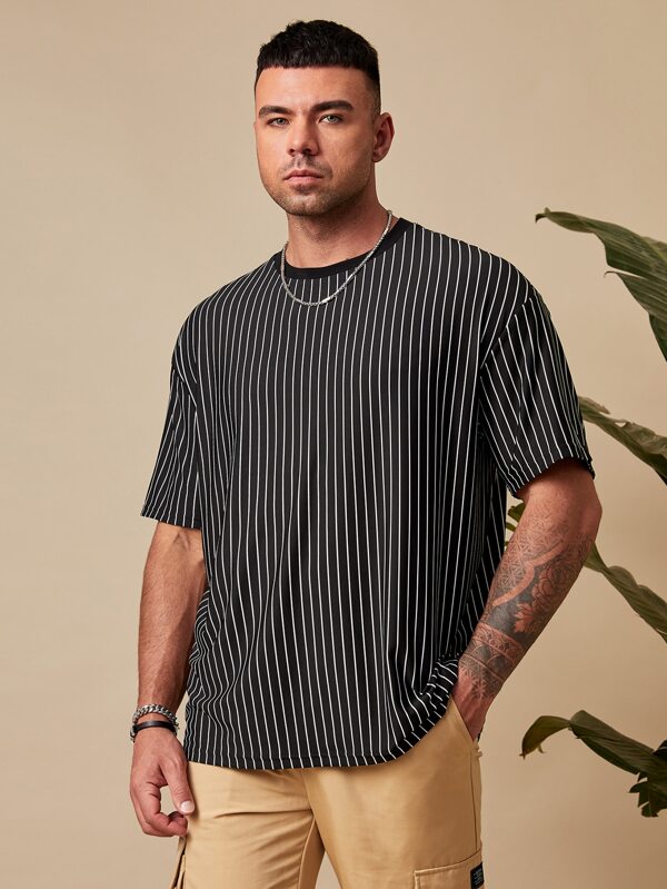 EASEVO Tricou bărbați mărime mare cu dungi subțiri, frumos, business casual, cu mânecă scurtă, pentru ieșiri, vară, școală