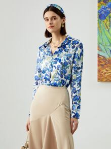 MOTF MOTF X Van Gogh INSPIRED 100% SILK FLOURISHING FLOWER COLLARED SHIRT