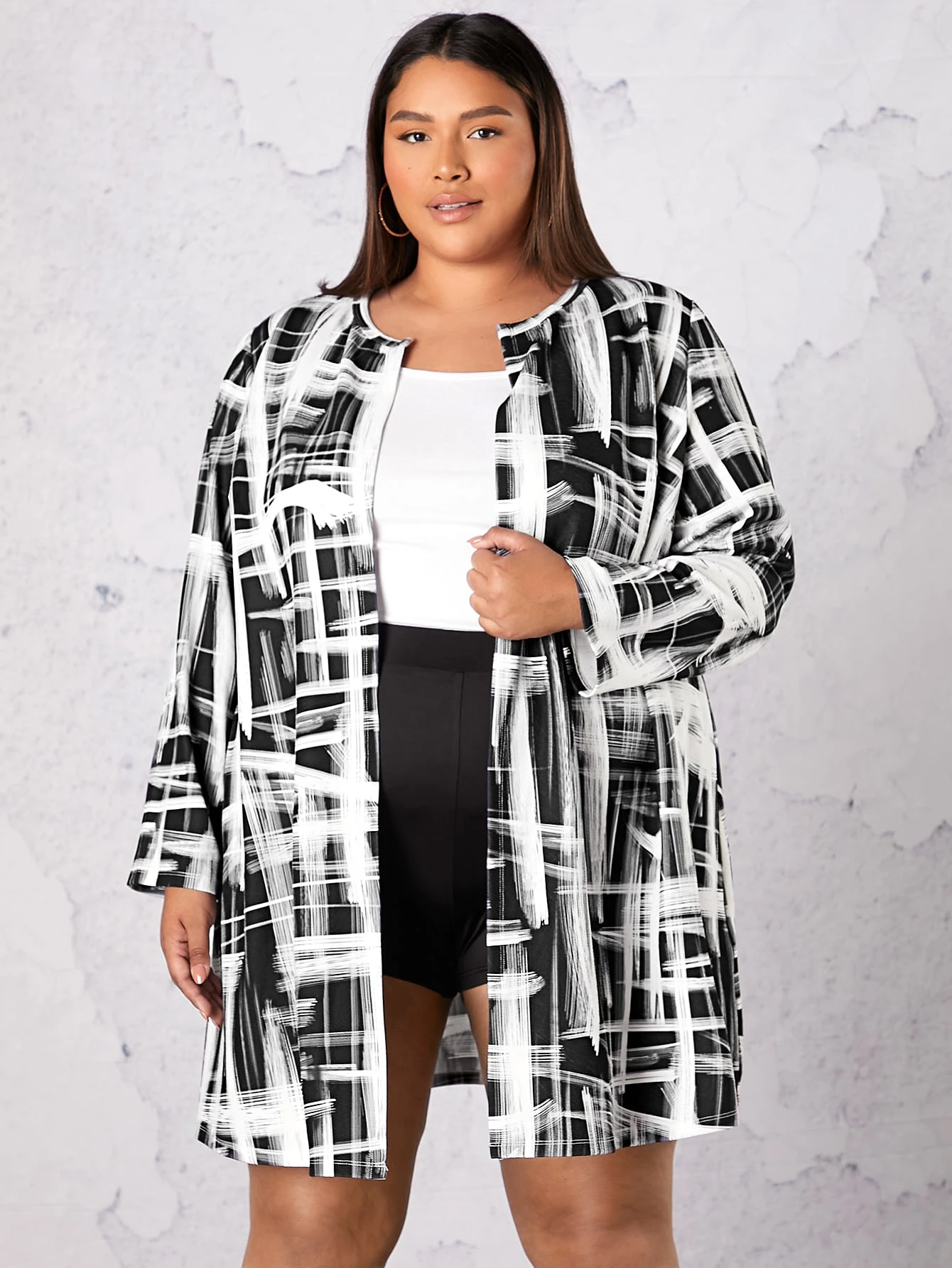 plus size open front coat
