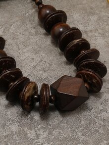 Bohemian Classic Fashion Multi-Color Beaded Necklace, - Coffee Brown - View 2