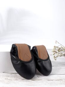 Bailarinas minimalistas, zapatos planos de mujer de color sólido elegante negro - Negro - Ver 5