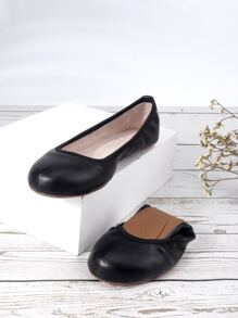 Bailarinas minimalistas, zapatos planos de mujer de color sólido elegante negro - Negro - Ver 6