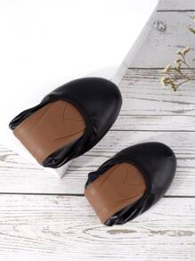 Bailarinas minimalistas, zapatos planos de mujer de color sólido elegante negro - Negro - Ver 7