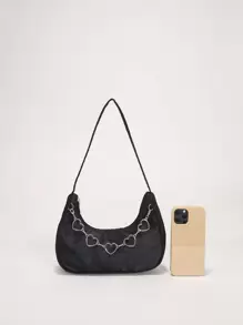 Halbmond-Stil Damen Umhängetasche mit Herzförmiger Tragekette