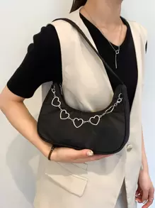 Halbmond-Stil Damen Umhängetasche mit Herzförmiger Tragekette