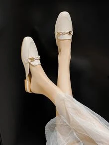 Women Flats Simpul Plain Anggun - Krem - View 3