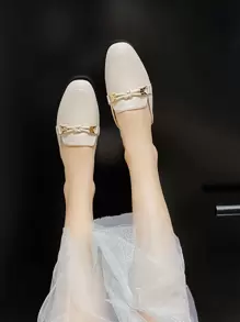 Women Flats Simpul Plain Anggun - Krem - View 5