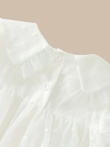 女童荷叶边彼得潘领罩衫连衣裙 - 白色 - 查看 3