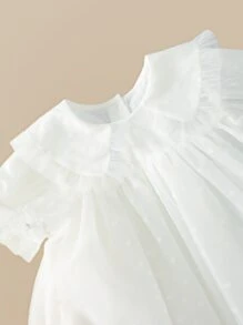 女童荷叶边彼得潘领罩衫连衣裙 - 白色 - 查看 6