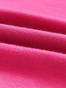 SHEIN MOD Backless Batwing Sleeve Solid Tee - Hot Pink - View 3