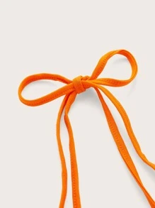 SHEIN ICON Geo Print Contrast Binding Tie Backless Crop Halter Top & Skirt Two Piece Set - Orange - View 4