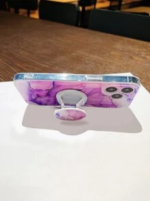 Funda de teléfono con patrón de mármol y agarre de teléfono destacado - Multicolor - Ver 5