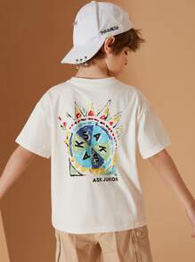 Tween Boy Printed Short Sleeve T-Shirt - White - View 3