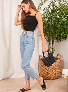 SHEIN BAE Top de tirantes unicolor de espalda abierta con cordón
