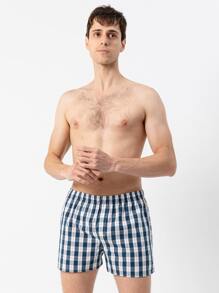 男士格紋印花平角內褲 - 彩色 - 查看 5