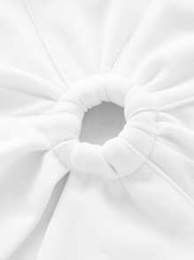 SHEIN ICON Flower Pattern Backless Knot Halter Top - White - View 3