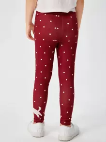 SHEIN 小女童卡通圖案波卡圓點緊身打底褲