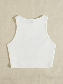 SHEIN EZwear Figure & Letter Graphic Tank Top - White - View 2