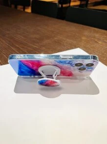 Funda de teléfono con patrón de mármol y agarre de teléfono destacado, versión internacional, no la versión nacional - Multicolor - Ver 2
