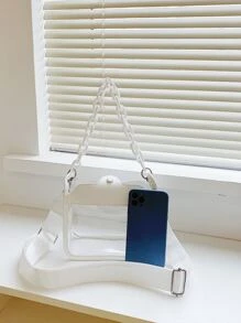 Clear Square Bag Mini Snap Button White - White - View 4