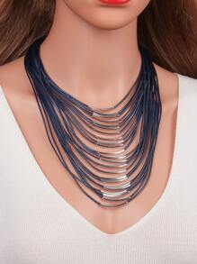 Vòng cổ nhiều lớp trang trí hình học - Màu xanh lam - Xem 2