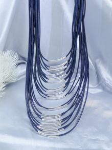 Vòng cổ nhiều lớp trang trí hình học - Màu xanh lam - Xem 4