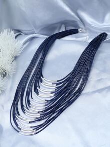 Vòng cổ nhiều lớp trang trí hình học - Màu xanh lam - Xem 5