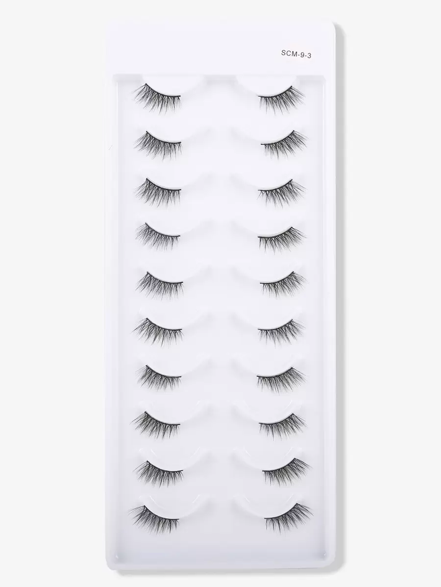 Himirell 10 对自然半猫眼交叉假睫毛，末端加长效果，适合日常、节日、度假、派对化妆条睫毛、睫毛、睫毛、假睫毛 - 黑色 - 查看 1