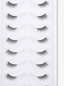Himirell 10 对自然半猫眼交叉假睫毛，末端加长效果，适合日常、节日、度假、派对化妆条睫毛、睫毛、睫毛、假睫毛 - 黑色 - 查看 2