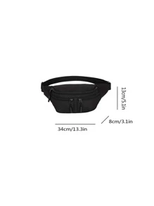 Minimalist Zip Front Waist Bag - Black - View 4