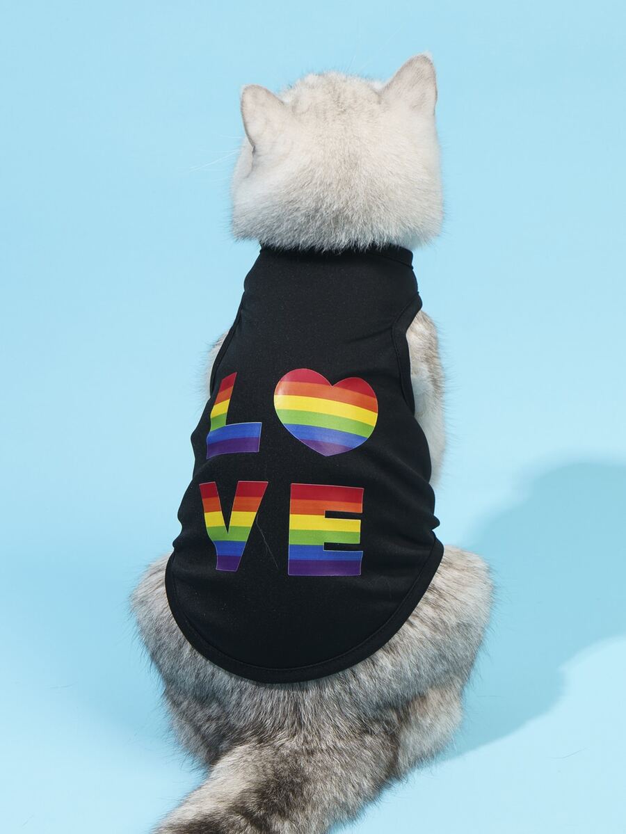 PETSIN 1入組LGBT字母圖案印花寵物背心 - 彩色 - 查看 1